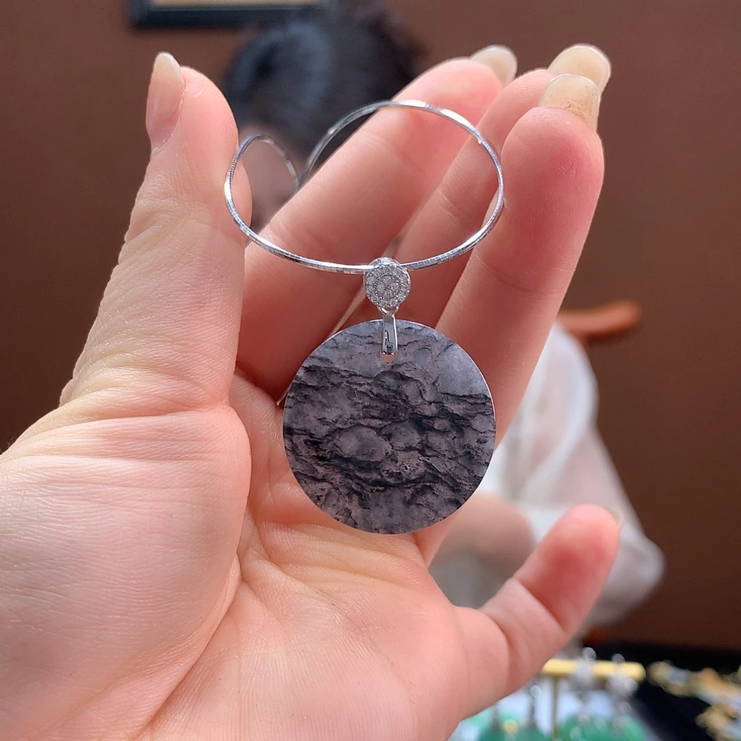 翡翠银S925镶嵌颈饰苗*喵吊坠