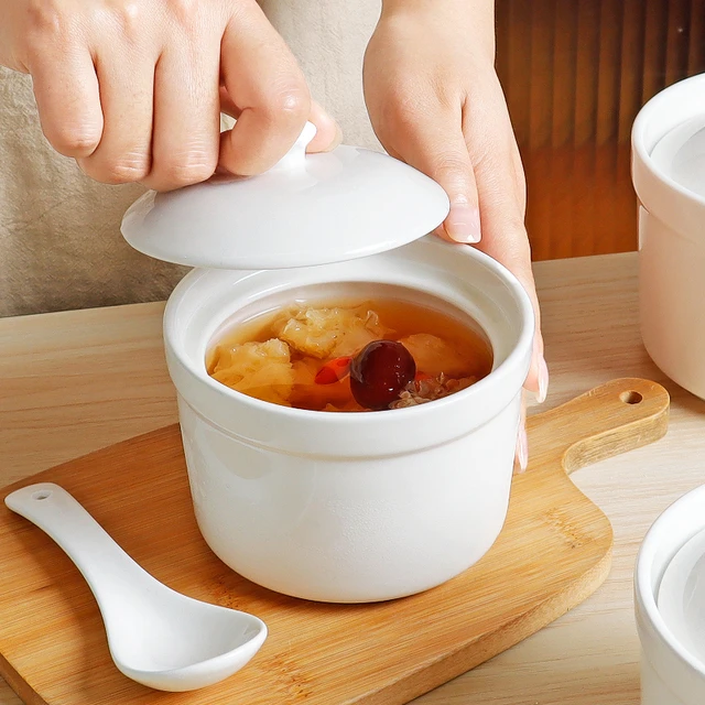怀瑾陶瓷隔水炖盅家用带盖蒸蛋碗蒸蛋羹碗瓦罐一人汤盅煲汤小炖盅