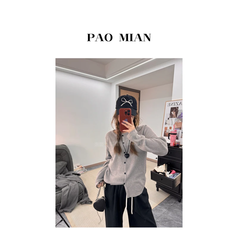 【 PAOMIAN 】春秋针织上衣显瘦百搭韩版针织衫时尚小众秋设计感