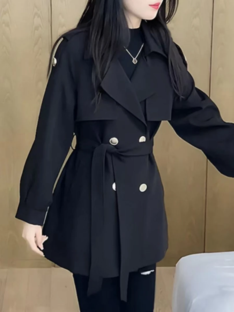 2865#时尚韩版收腰风衣外套【衣长73】