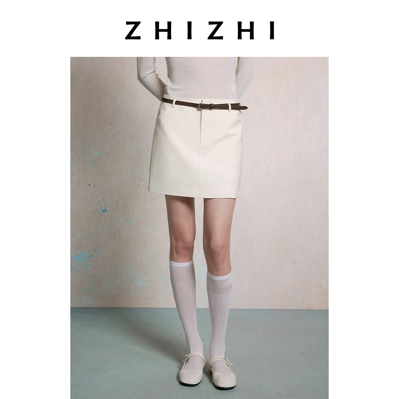 致知 青杏儿 夏日羊毛短半裙25秋季新款经典高腰直筒ZZ2EAWB1026