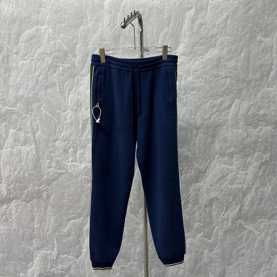 未使用 GUCCI/古驰 红绿织带羊毛长裤 M码 D18477