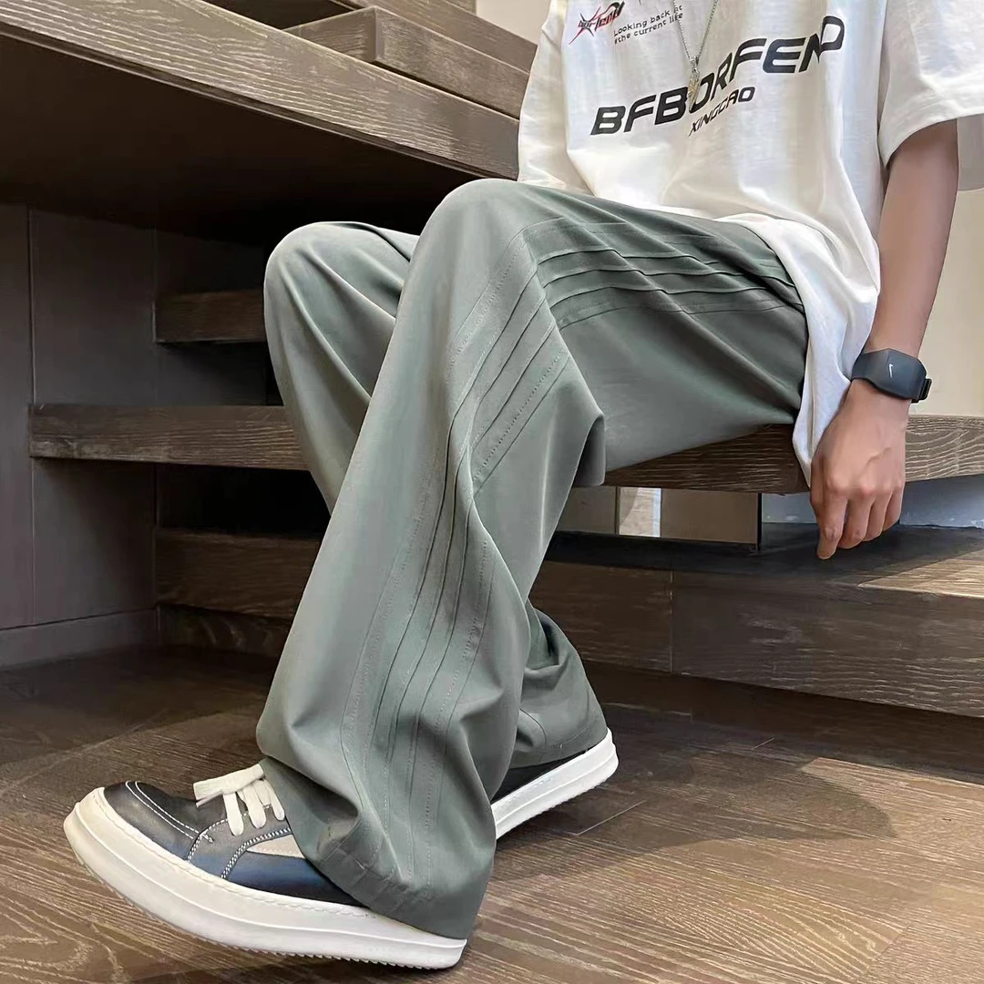 K2726森系伞兵裤ins春夏季冰丝裤纯色百搭休闲垂感长裤