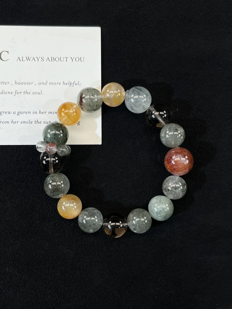 【y267】绿幽灵➕茶晶+胶花11mm+多样性发一y267