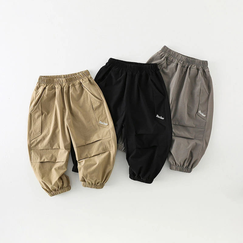 儿童工装裤裤子夏季新款宽松时髦洋气潮酷百搭休闲工装防蚊裤男童