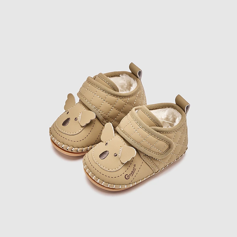 冬季婴儿学步鞋0-1岁新生儿卡通软底加绒学步鞋男女宝宝步前鞋子9
