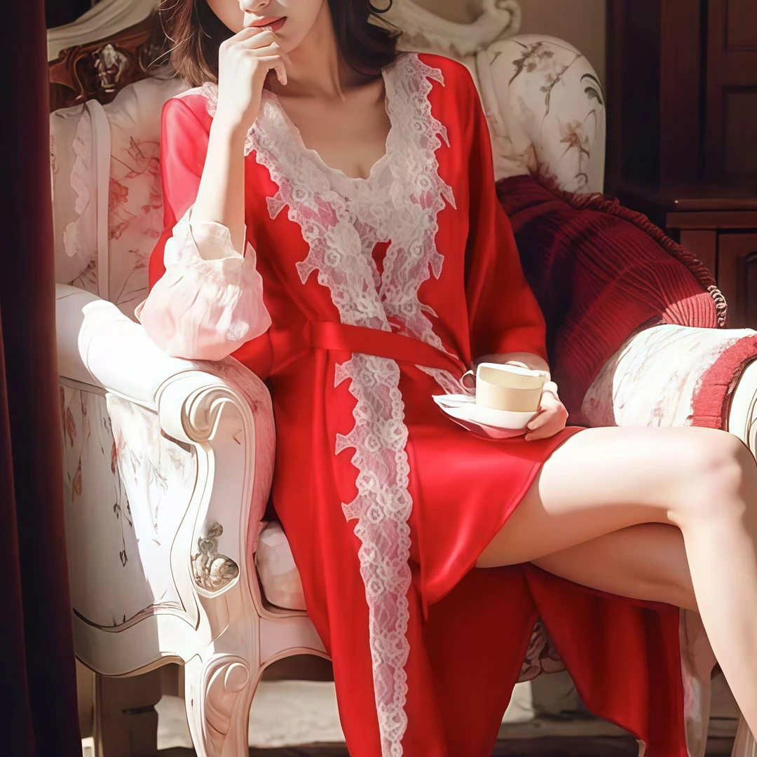 19姆米重磅真丝中长款100%桑蚕丝吊带睡袍S1P101