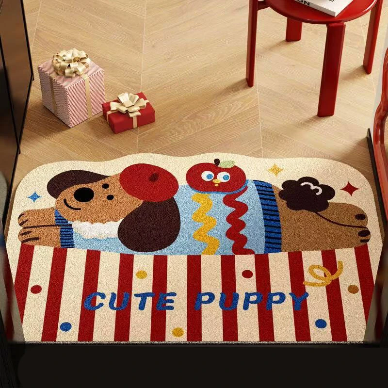 卡通小狗入户门地垫可裁剪家用门口玄关脚垫蹭土耐磨防滑垫子桌垫
