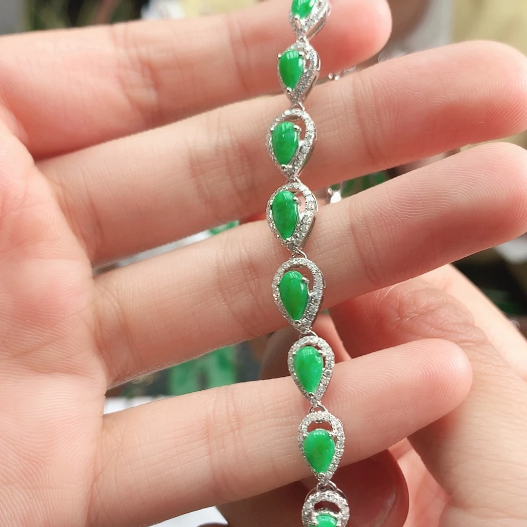 翡翠手链18K金镶嵌手链