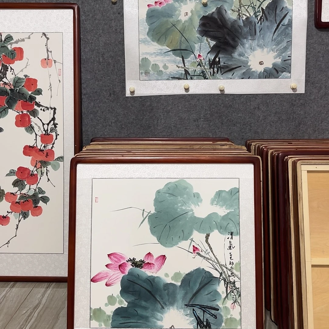 国画书画作品带框63×63