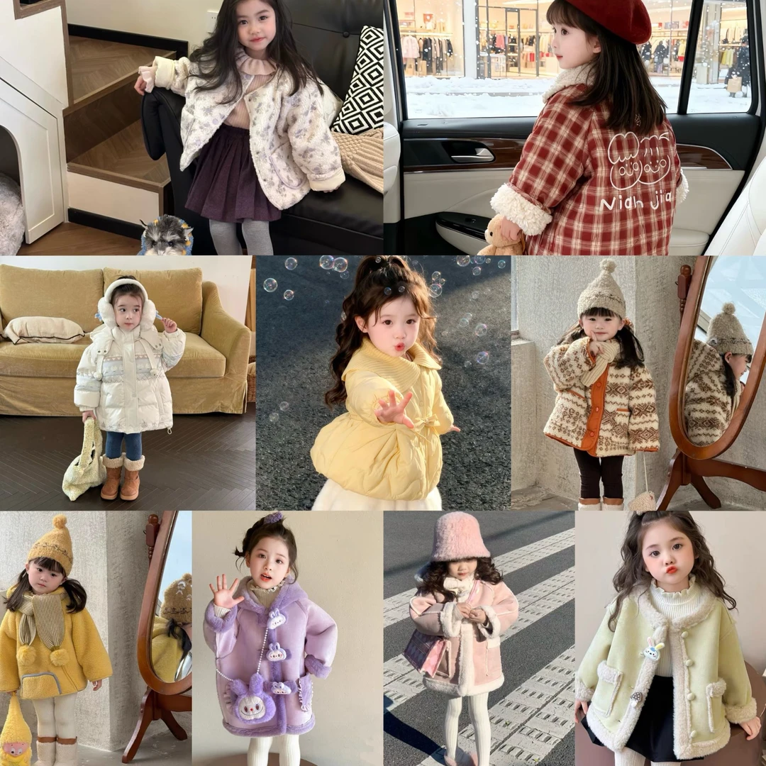 【D800-D879】2025女童冬季棉服小清新儿童棉衣洋气韩版上衣