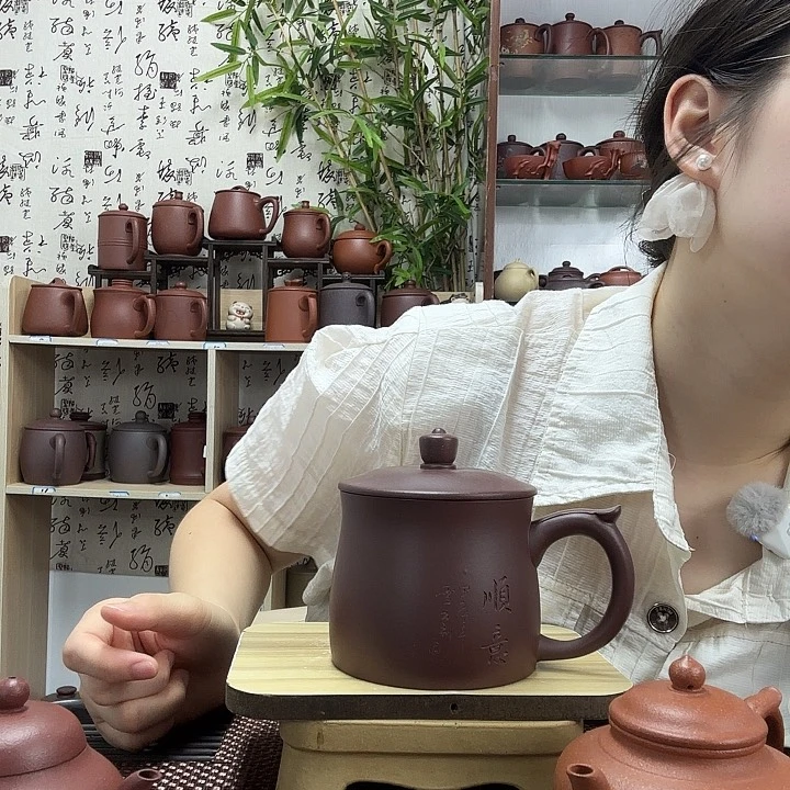 茶杯紫砂原矿中槽清顺意僧帽欢喜办公杯没礼盒微瑕