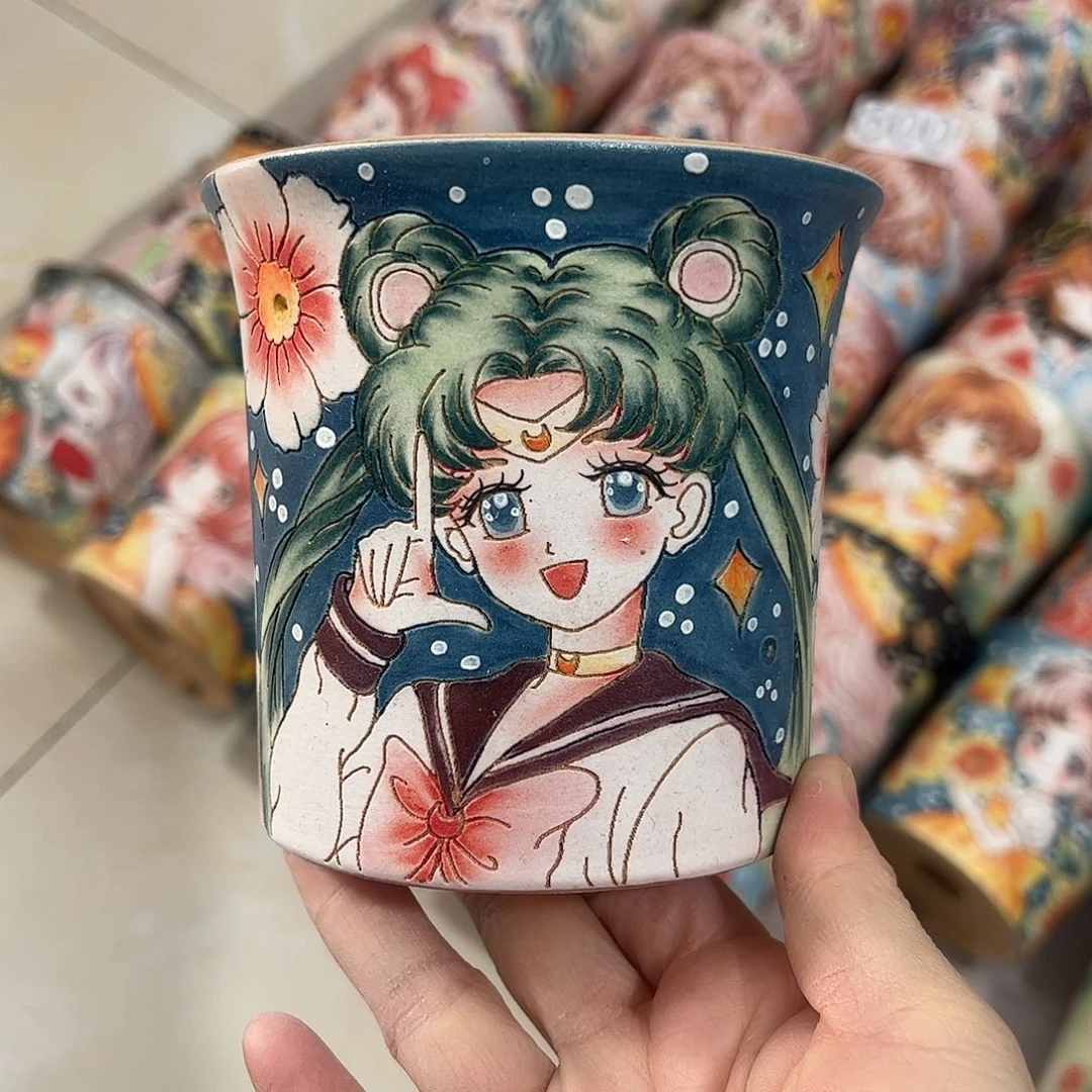 景德镇炫彩手绘口10.5高10