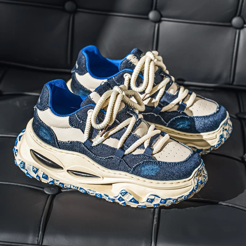 男鞋2025新款夏季透气网红爆款运动休闲鞋新版百搭厚底增高老爹鞋