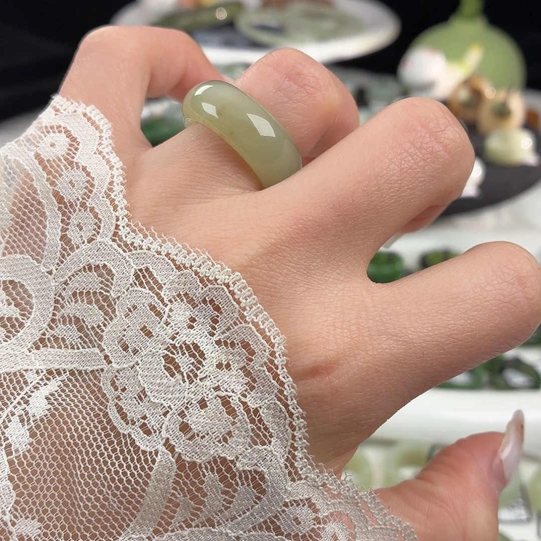 和田玉未镶嵌戒指S108晴水轮胎16.3