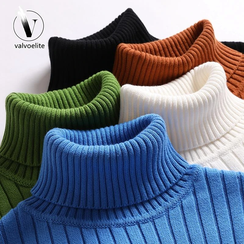 VALVOELITE秋冬季高领毛衣男加厚韩版潮流针织衫打底青年翻领上衣