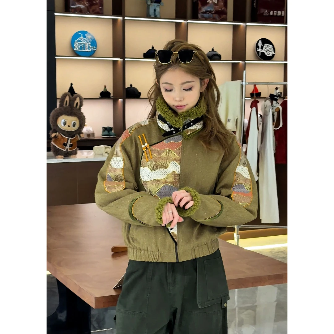 【卓日雅】5521设计师款男女同款秋冬民族风立领休闲外套