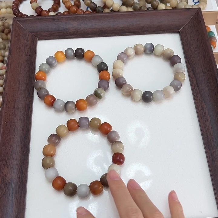 手串菩提根/象牙果卡14干磨绣花球微瑕