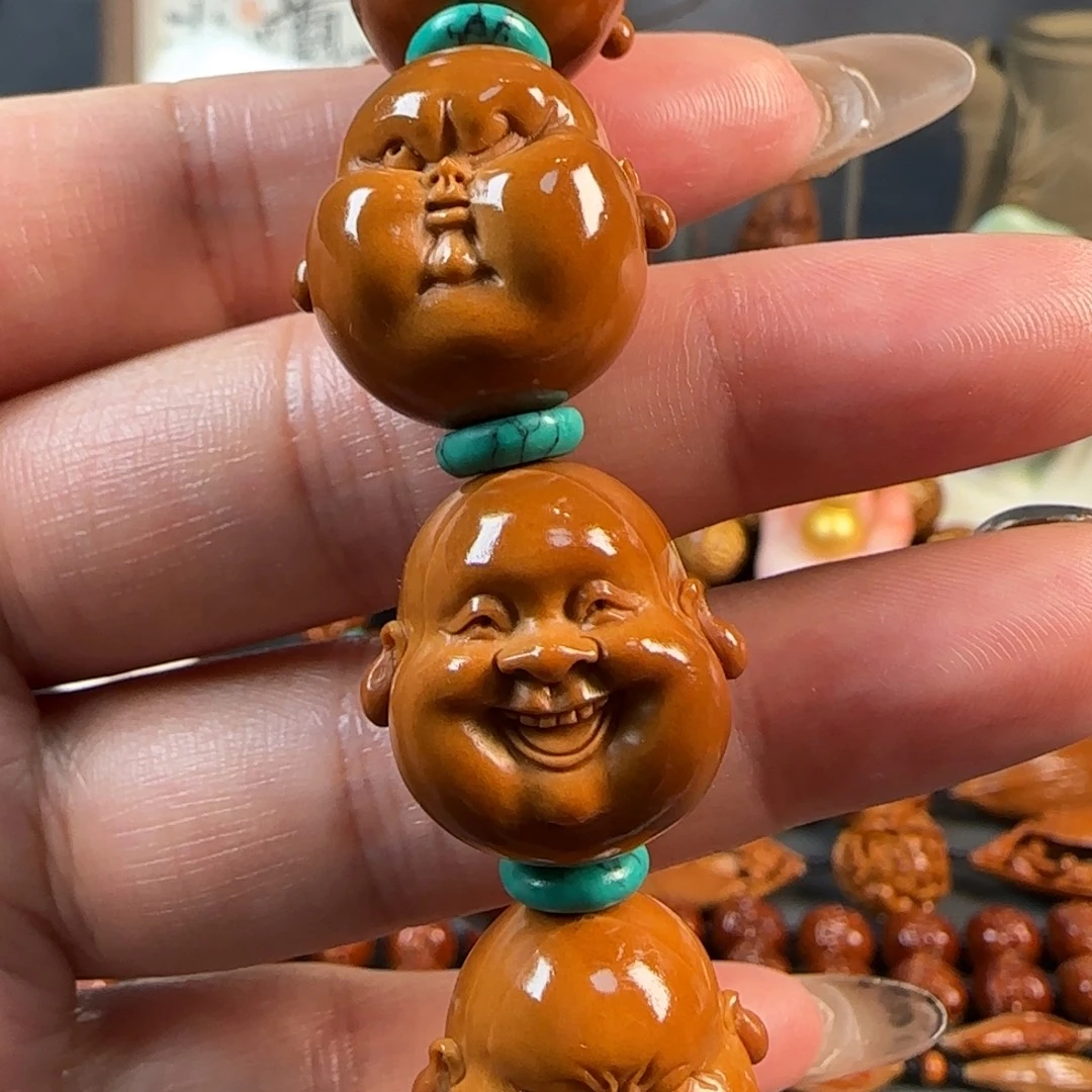 橄榄核手串/手链宽2.0老树铁核人生百态小胖爷