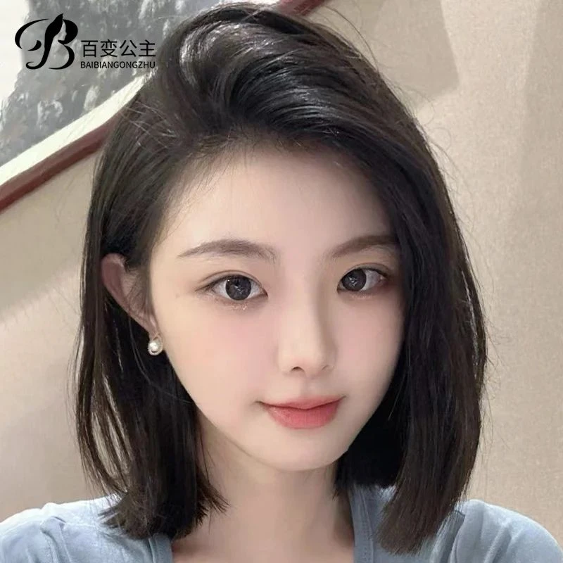 百变公主假发女全真发发套时尚自然提气质偏分短发全头假发套真发