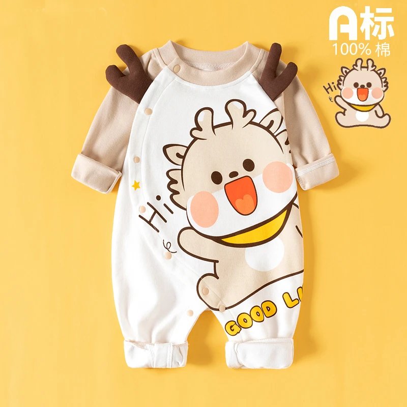 婴儿衣服春秋款纯棉长袖满月婴幼儿男女宝宝新生儿连体衣爬服哈衣