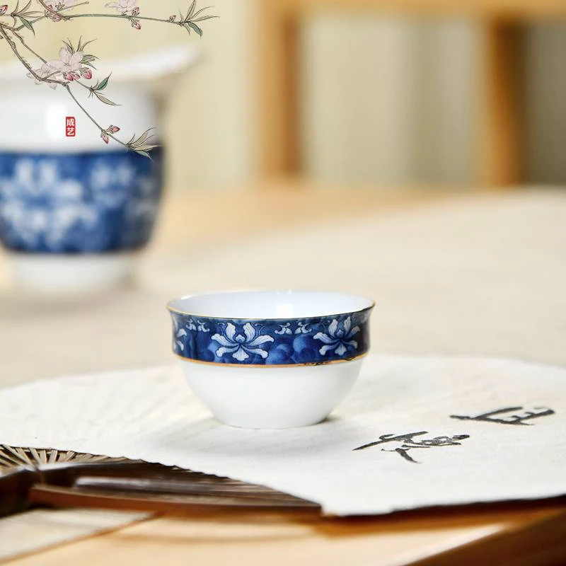 当代 成艺锦上添花乐心品杯个人杯主人杯品茗杯青花瓷复古国风