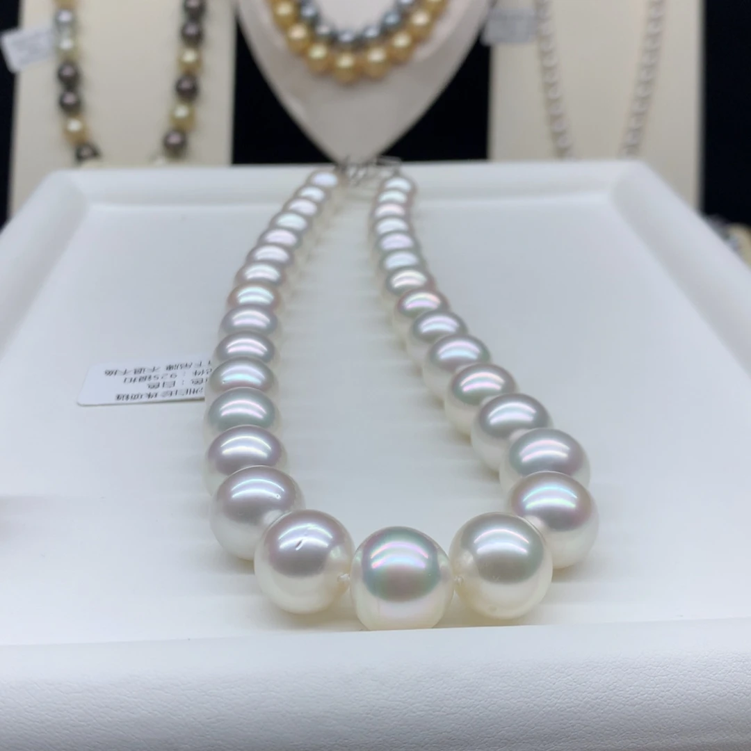18K金镶嵌颈饰海水珍珠13.1-16mm澳白串链