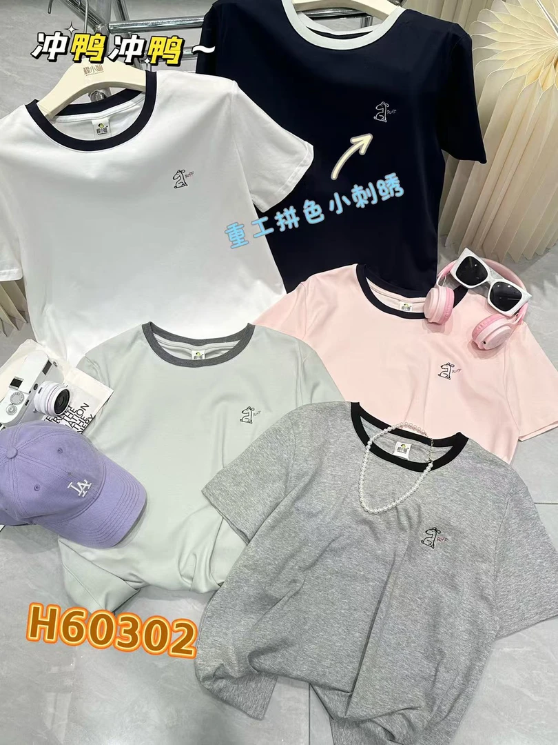 60302  圆领撞色T恤上衣   mxx