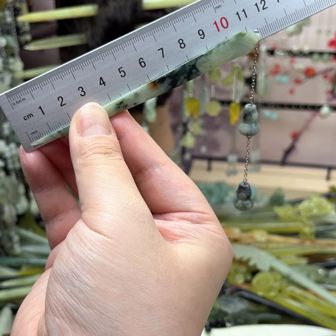 岫玉未镶嵌发饰长度11.5厘米左右