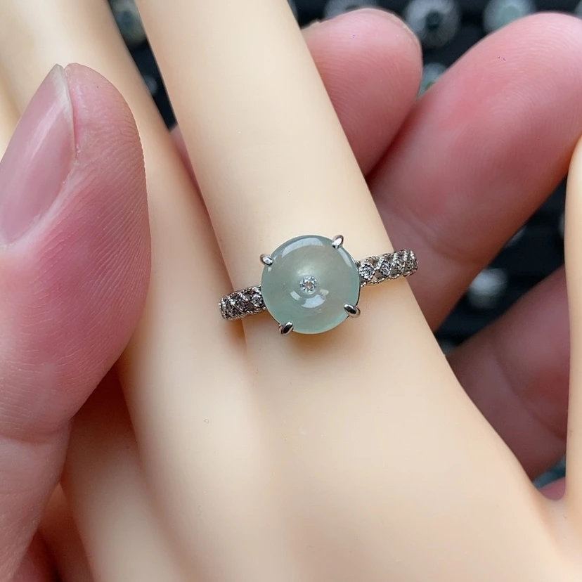 【闪购商品】翡翠戒指银S925镶嵌兮兮