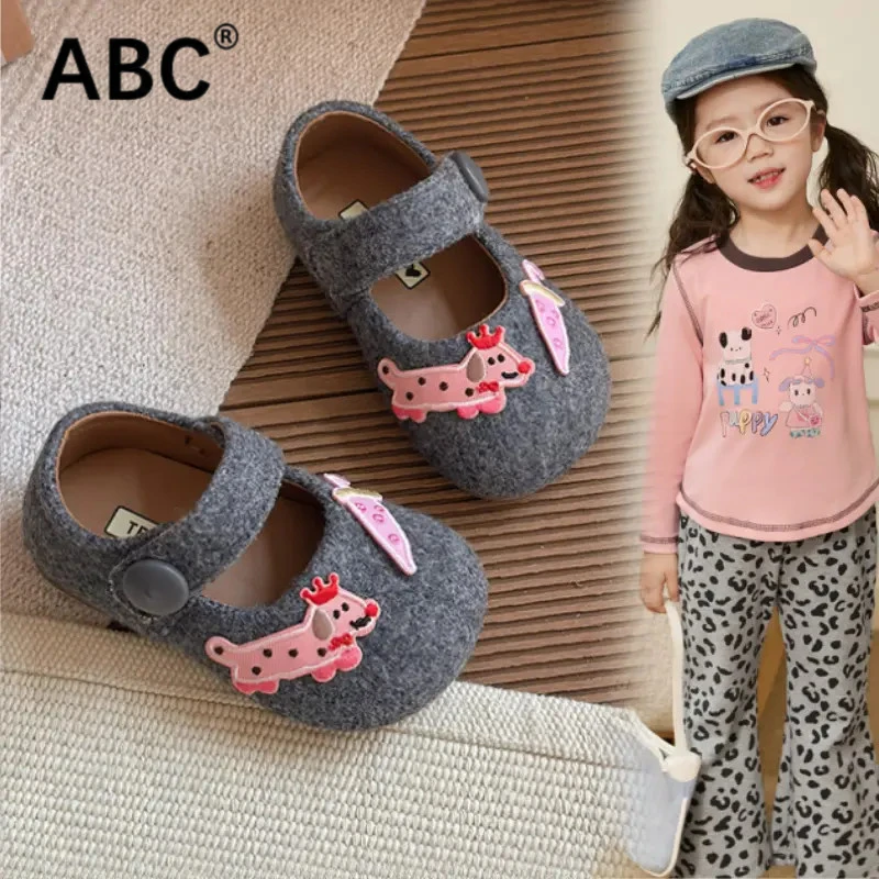 ABC女童勃肯鞋2025春秋新款儿童时尚软底豆豆鞋女童可爱卡通单鞋