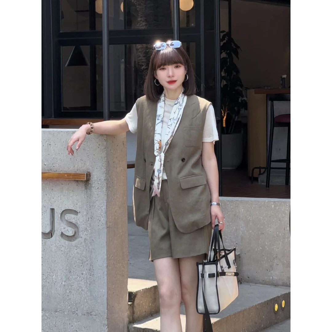 NaNa-原创设计师 新款大板口袋潮流百搭马甲套装#NN2028