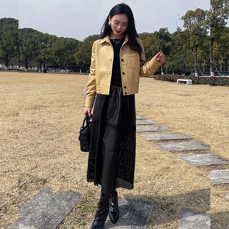 8511【公主请下单】女士绵羊皮真皮皮衣皮夹克外套网红短款洋气百搭