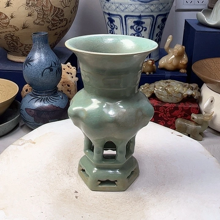 摆件陈*柏汝窑三羊尊摆件1