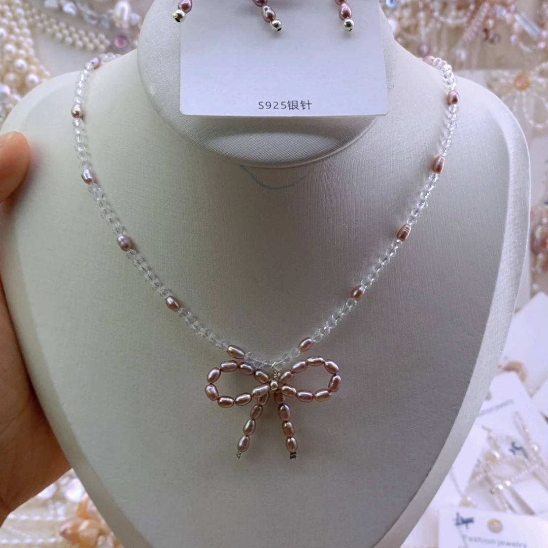 银S925镶嵌淡水珍珠耳饰项链福利套装