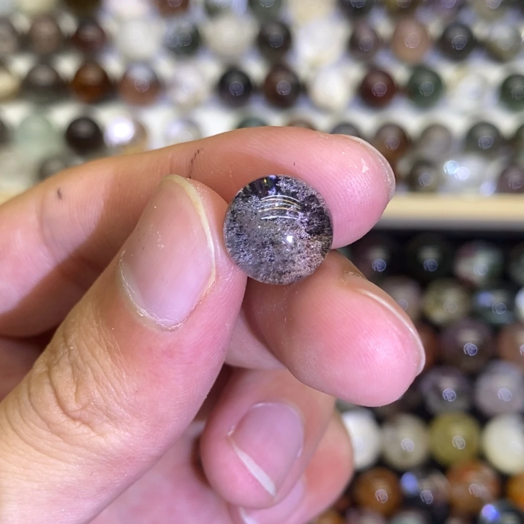 珠宝半成品未镶嵌水晶14紫幽灵山水11.5