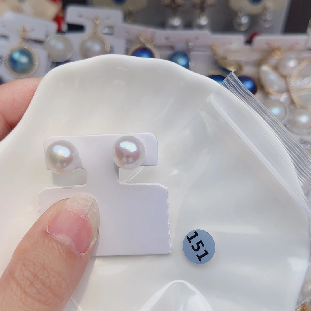 银S925镶嵌淡水珍珠耳饰