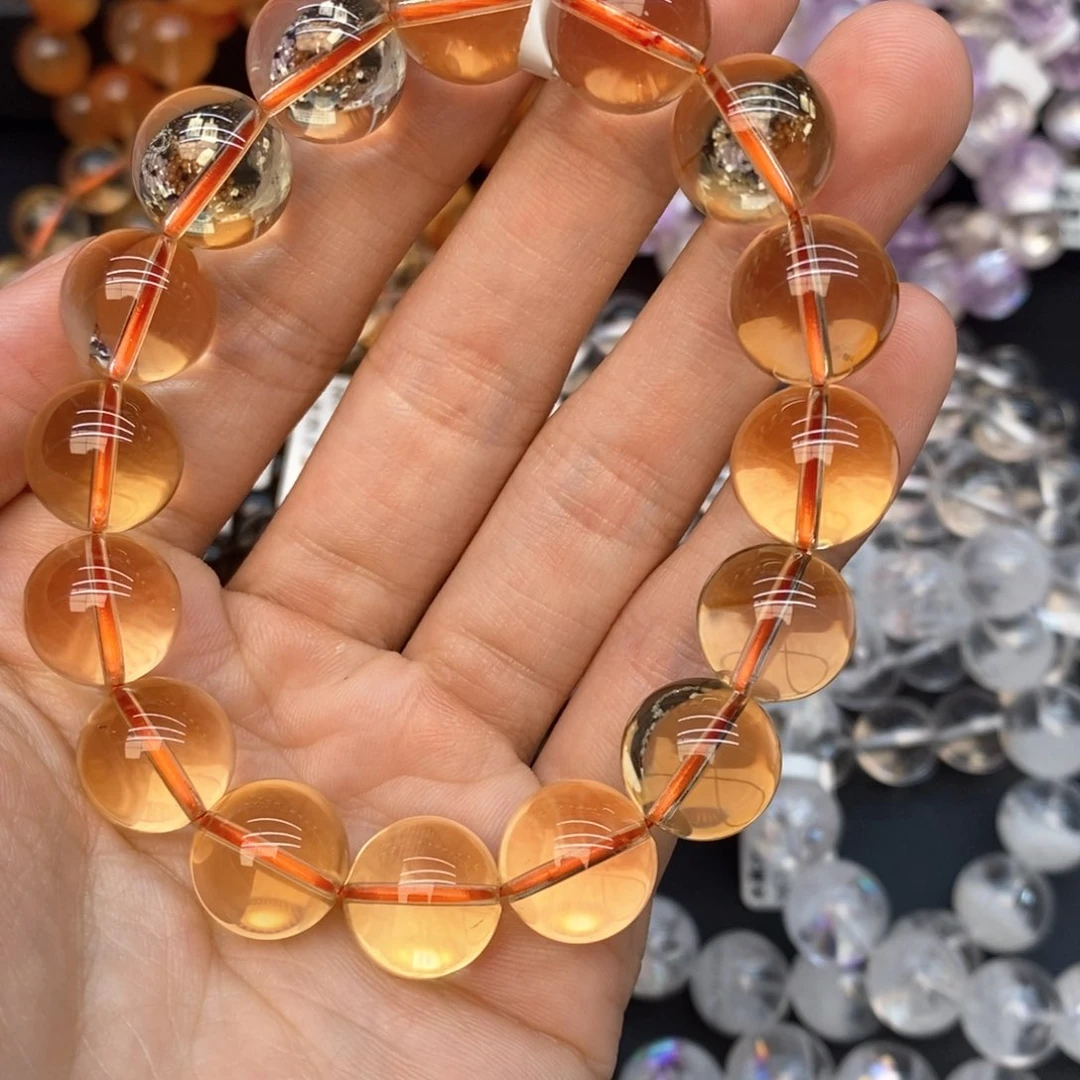 水晶手串未镶嵌2黄水晶13mm