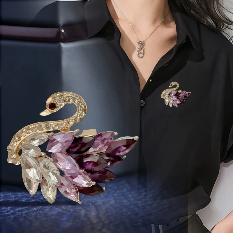 合金锆石胸针 胸针女高级感高端小众高档别针气质固定衣服西装饰