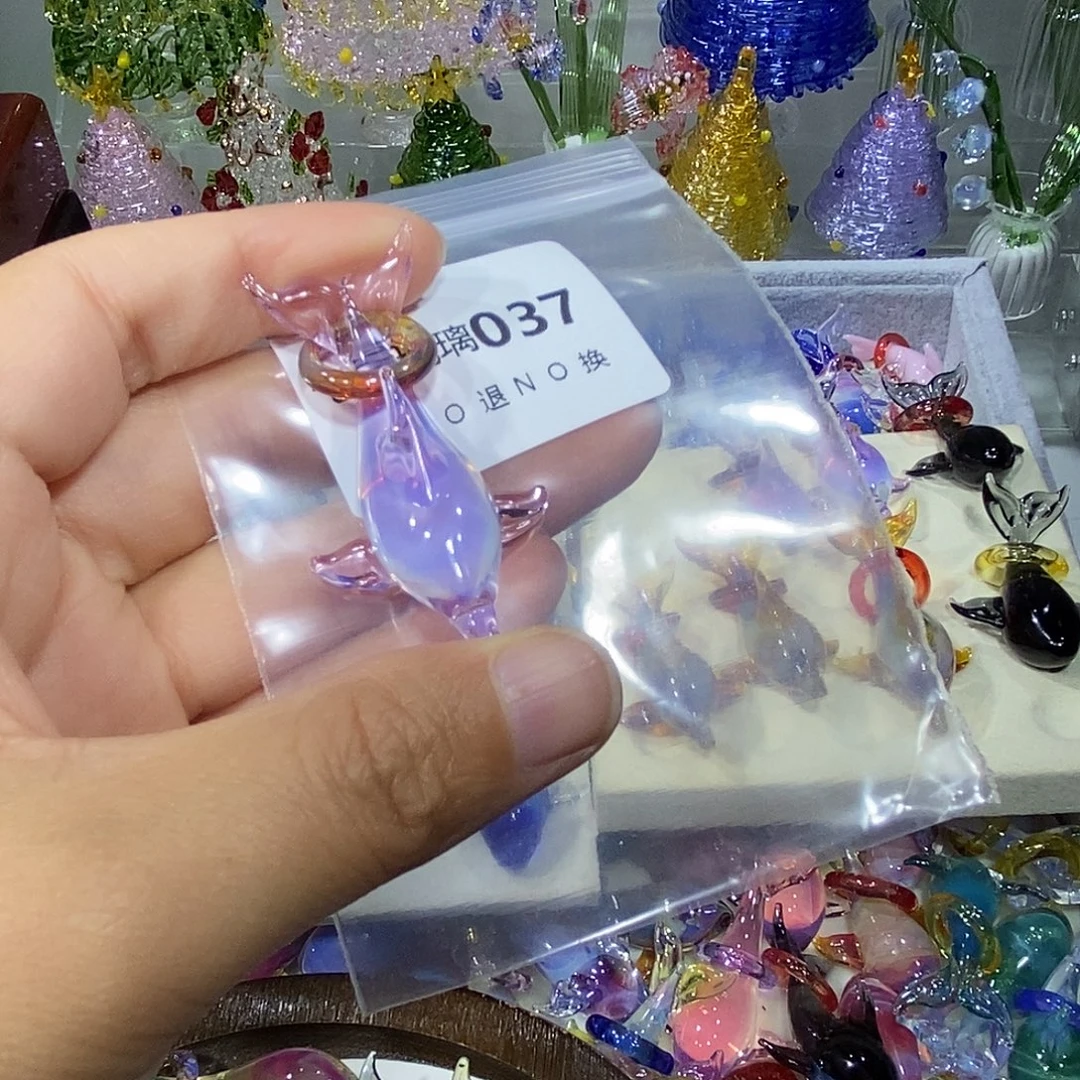 海***豚颈饰玻璃37粉紫海豚