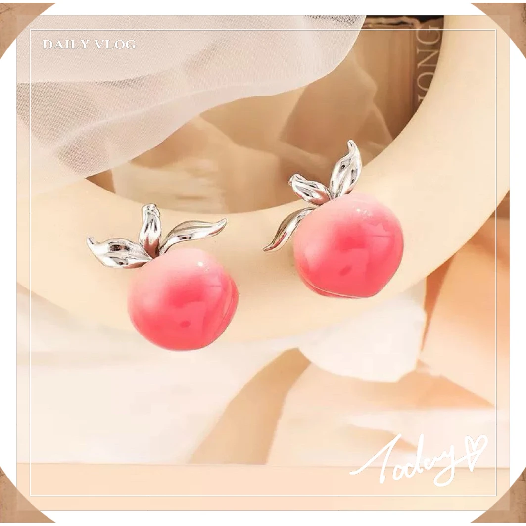 铜合金耳饰 【水蜜桃】气质小众简约甜美设计感搭温柔精致耳钉
