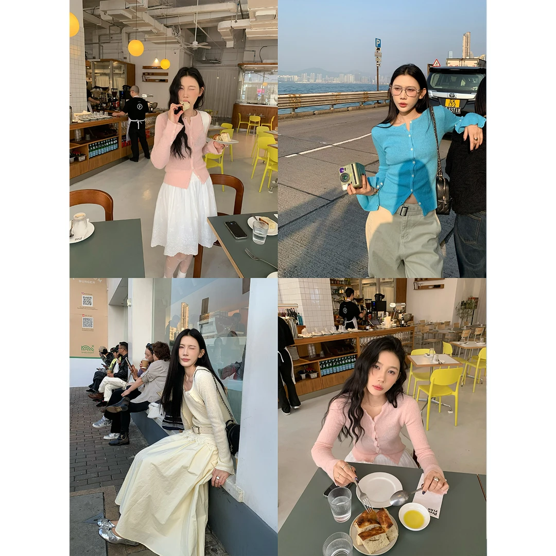 70不是七十【咕噜虾专属】早春韩版修身毛织开衫上衣