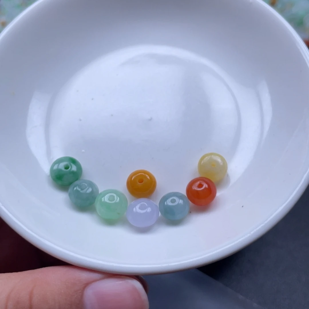 猫***翡翠散珠冰鼓珠8颗