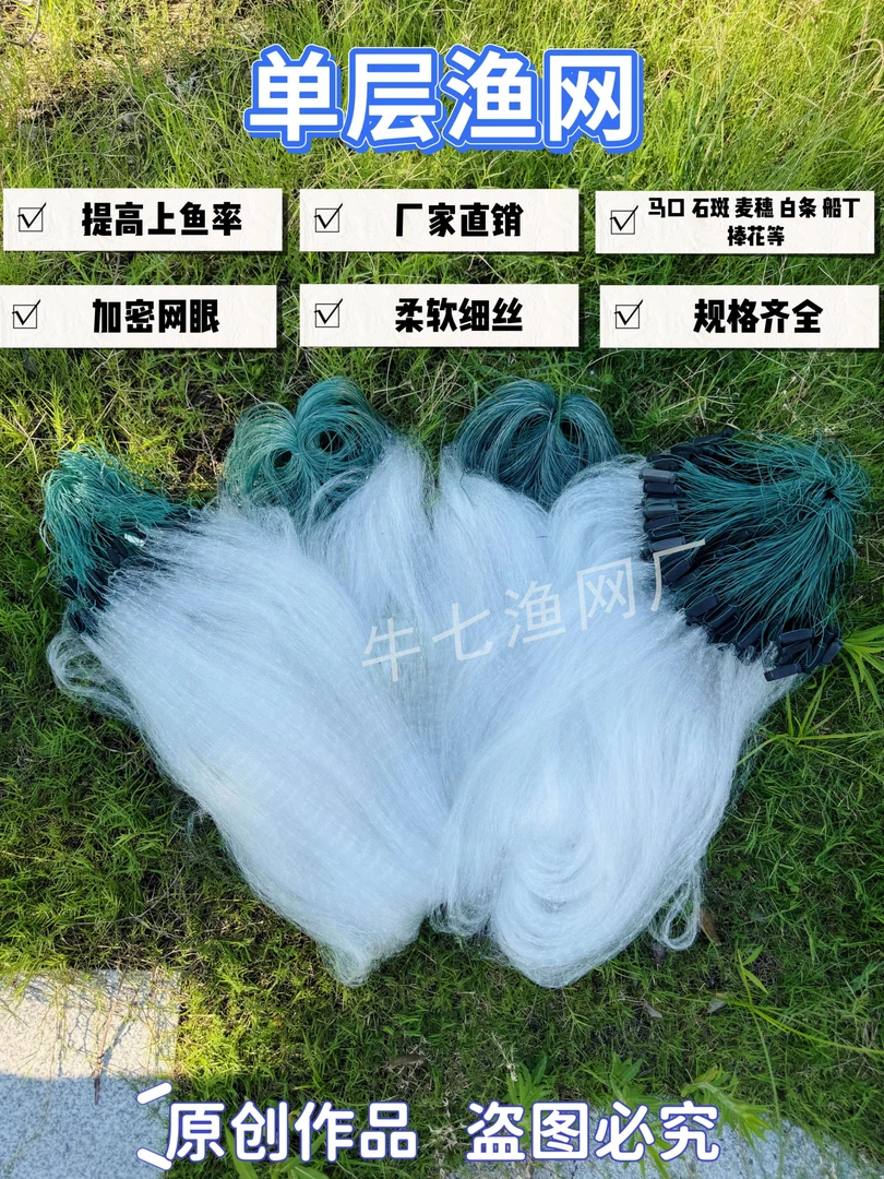 渔网粘网白条餐条专用小鱼网丝网单层三层沉网浮网6分1指捕鱼网