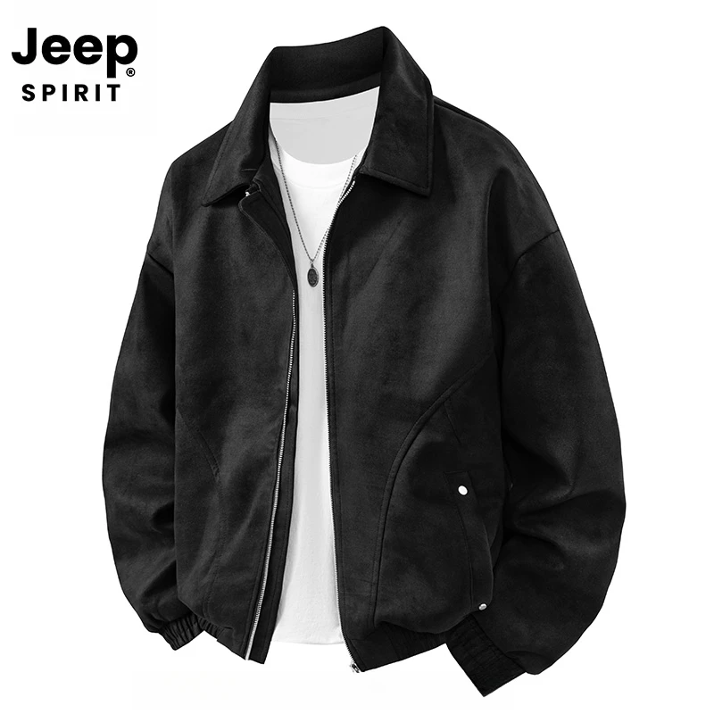 JEEPSPIRIT吉普春秋季美式麂皮绒夹克男秋冬新款宽松休闲外套男装