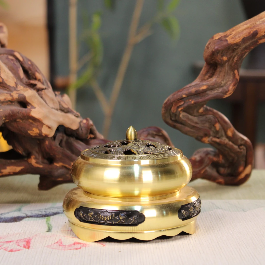 【千香百木】光面龙凤炉+莲花底座
