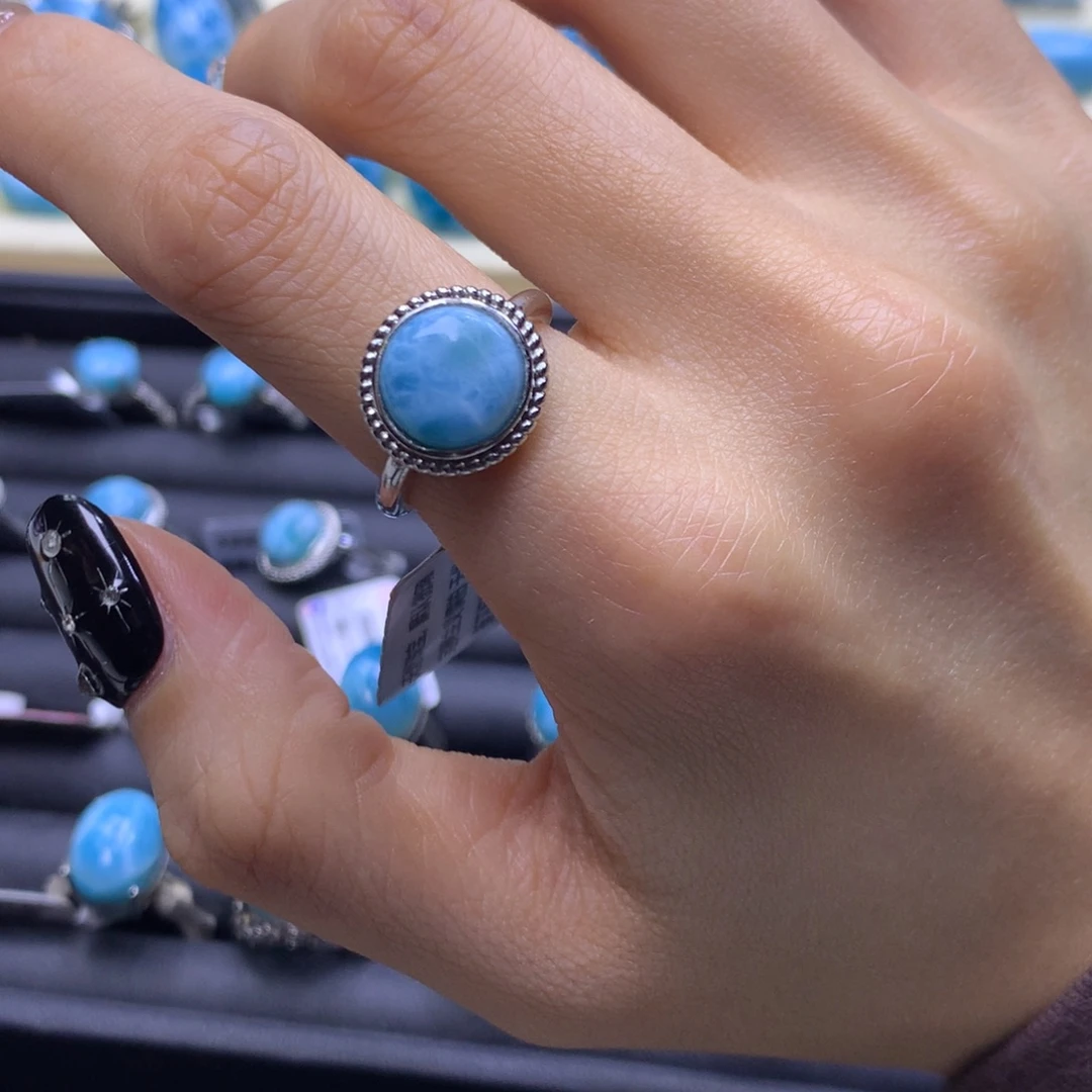 针钠钙石（海纹石）未镶嵌戒指蛋面戒指色差略异