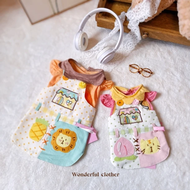 动物幼稚园｜mixi宠物四季彩色拼贴背带裙两件套