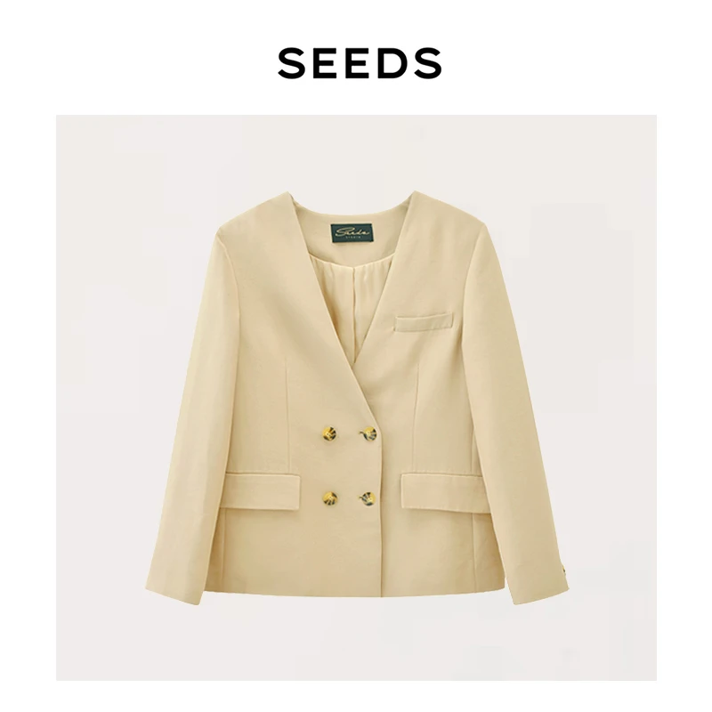 【苏黎世】SEEDS奢牌御用葡萄牙Riopele醋酸棉通勤双排扣西服外套