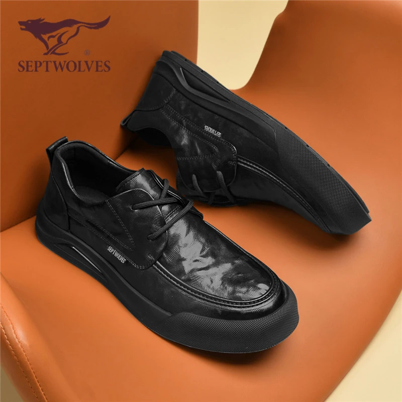 七匹狼男鞋2025新款秋季时尚英伦风软底软面皮鞋男正装商务休闲鞋